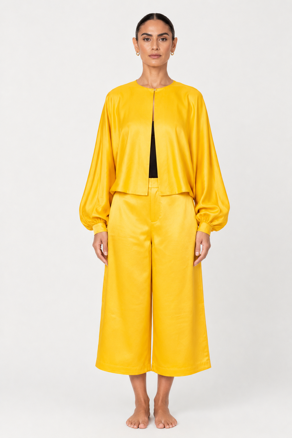 Silk Cropped Pants