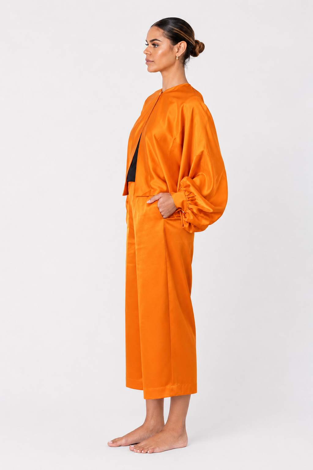 Silk Cropped Pants