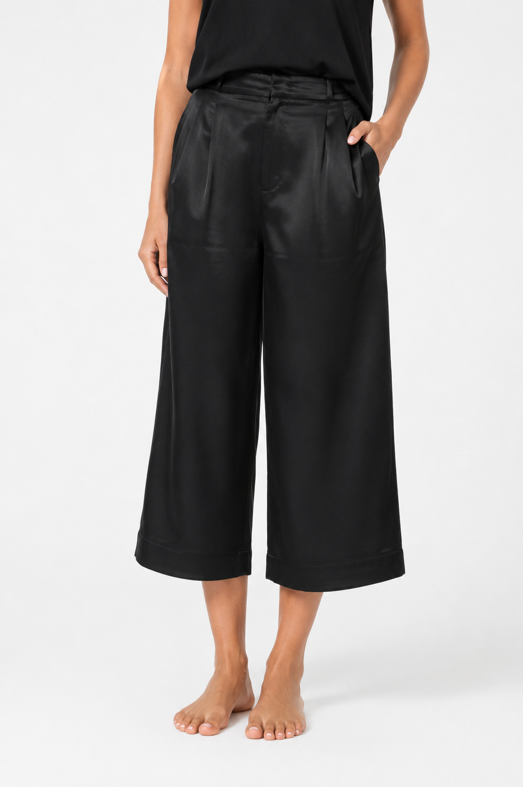 Silk Cropped Pants