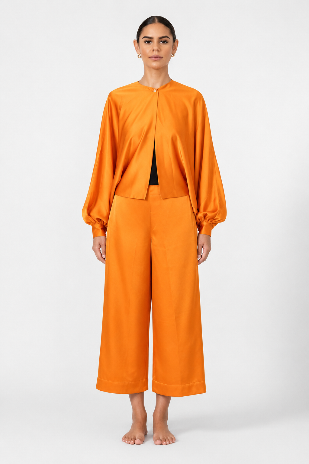 Silk Cropped Pants